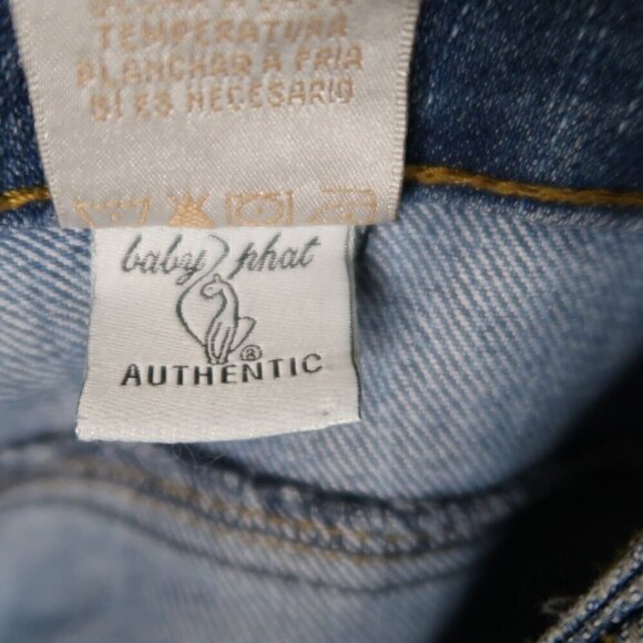 Vintage Y2K Baby Phat Bootcut Jeans Size 11 Baggy Distressed Sequin Logo 34x30 - Picture 14 of 16